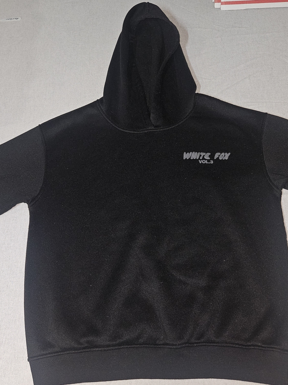 White Fox Black Hooded Pullover